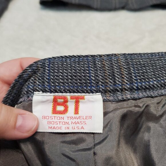 VTG Boston Traveler Gray Plaid Office Wool Academia Classic Suit Blazer Skirt 9 - Picture 11 of 16
